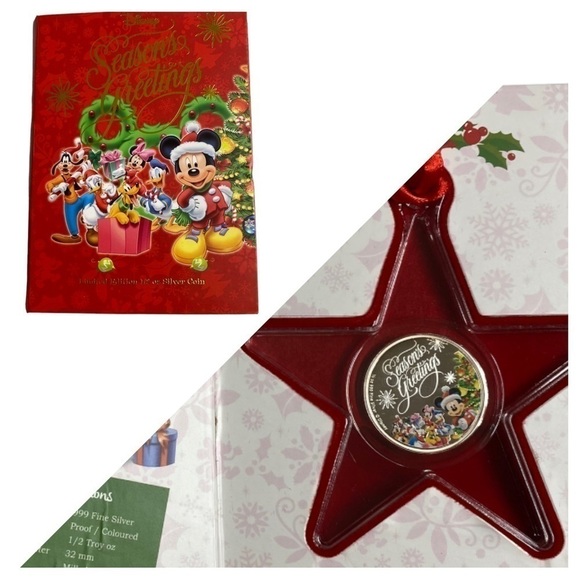 New Disney Season's Greetings Limited Edition 1/2oz Silver Coin 2014 - Picture 1 of 10